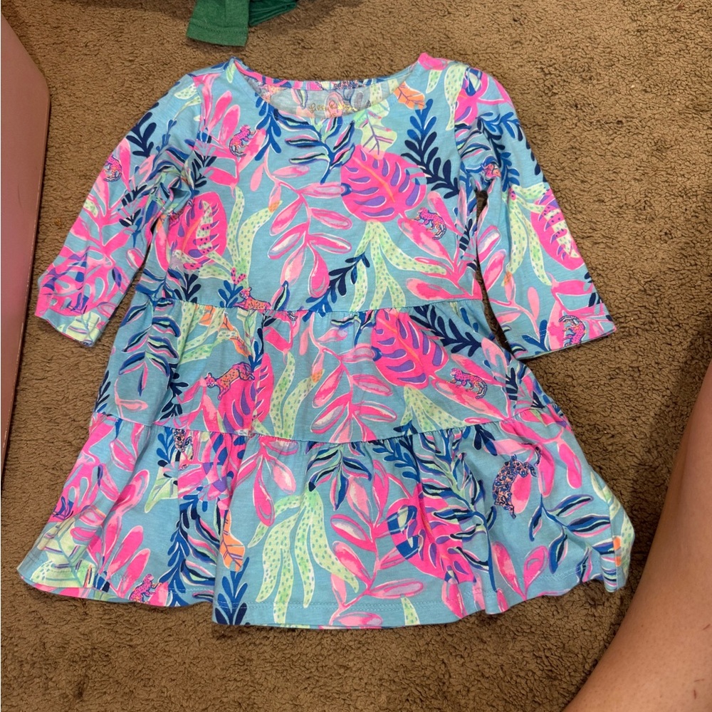 Lilly Pulitzer Pink and Blue jaguar Raglan Sleeve Sundress